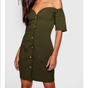 Sweetheart Mock Horn Button Front Mini Dress